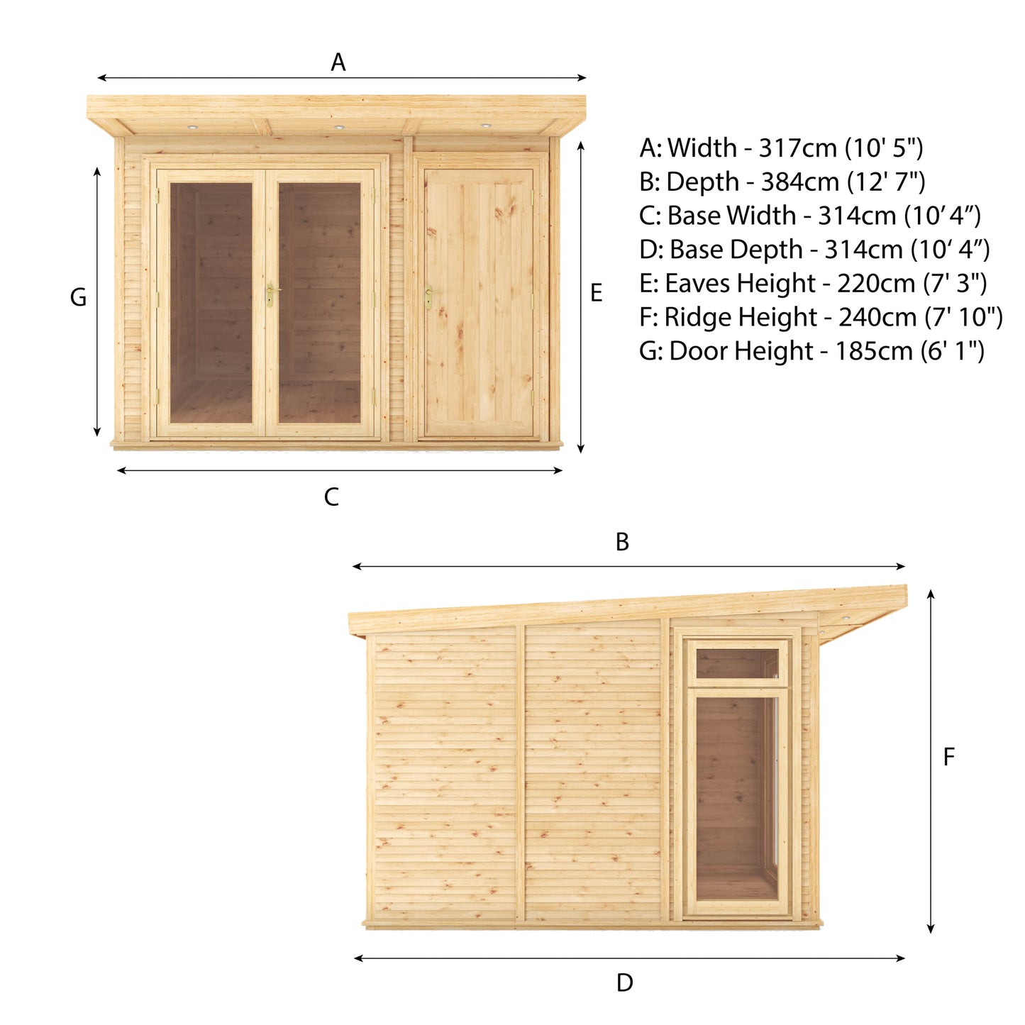 3m x 3m Insulated Garden Room with Side Shed