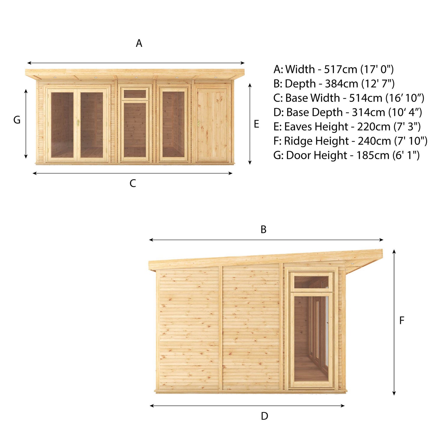 5 x 3m Insulated Garden Room with Side Shed