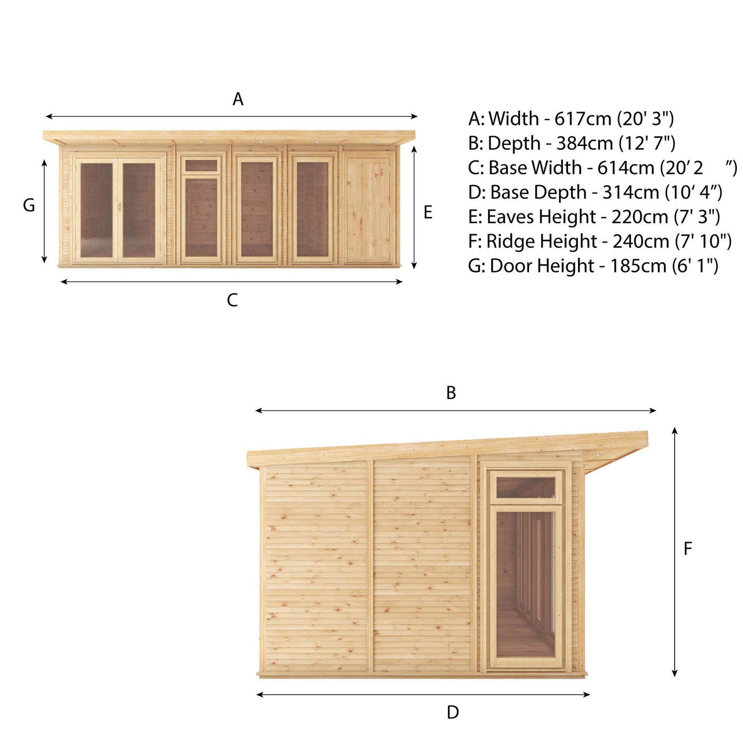 6 x 3m Insulated Garden Room with Side Shed