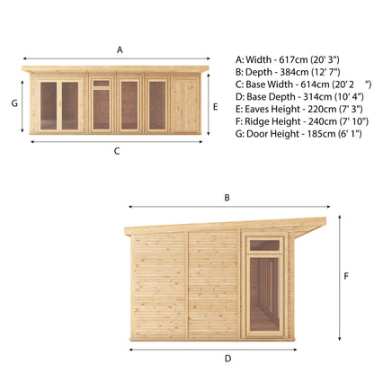 6 x 3m Insulated Garden Room with Side Shed