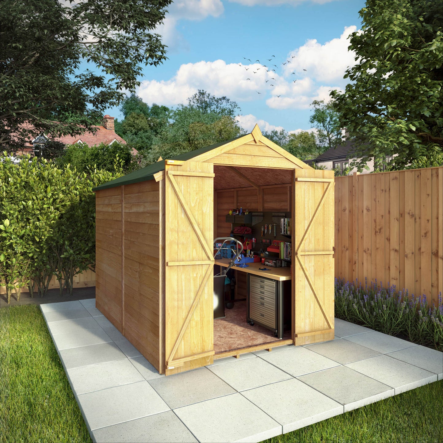 8 x 6 Overlap Double Door Apex Windowless Wooden Shed