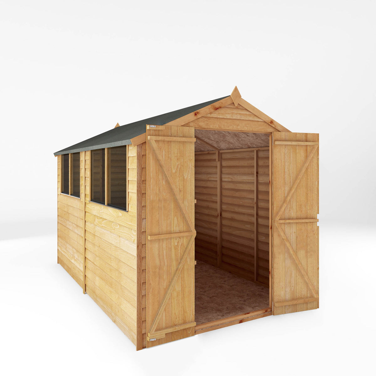 Refurbished 10 x 6 Value Overlap Double Door Apex Wooden Shed