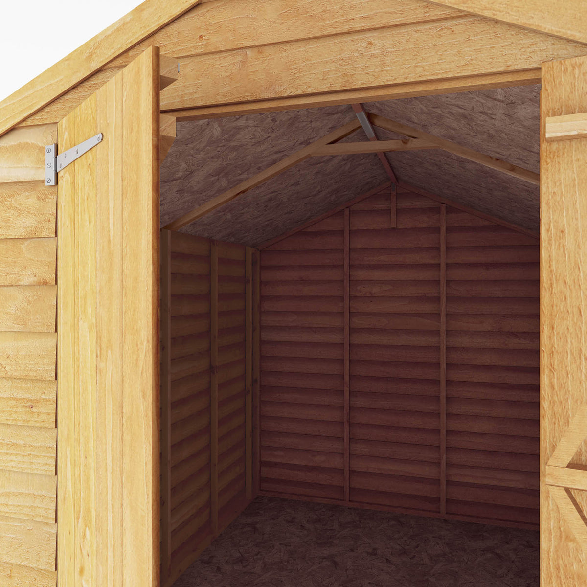 Refurbished Pressure Treated 10 x 6 Value Overlap Double Door Apex Windowless Wooden Shed