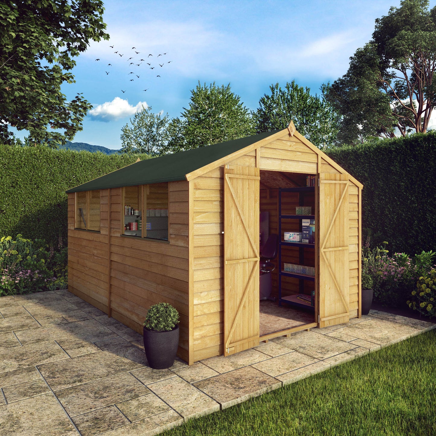 12 x 8 Value Overlap Double Door Apex Wooden Shed