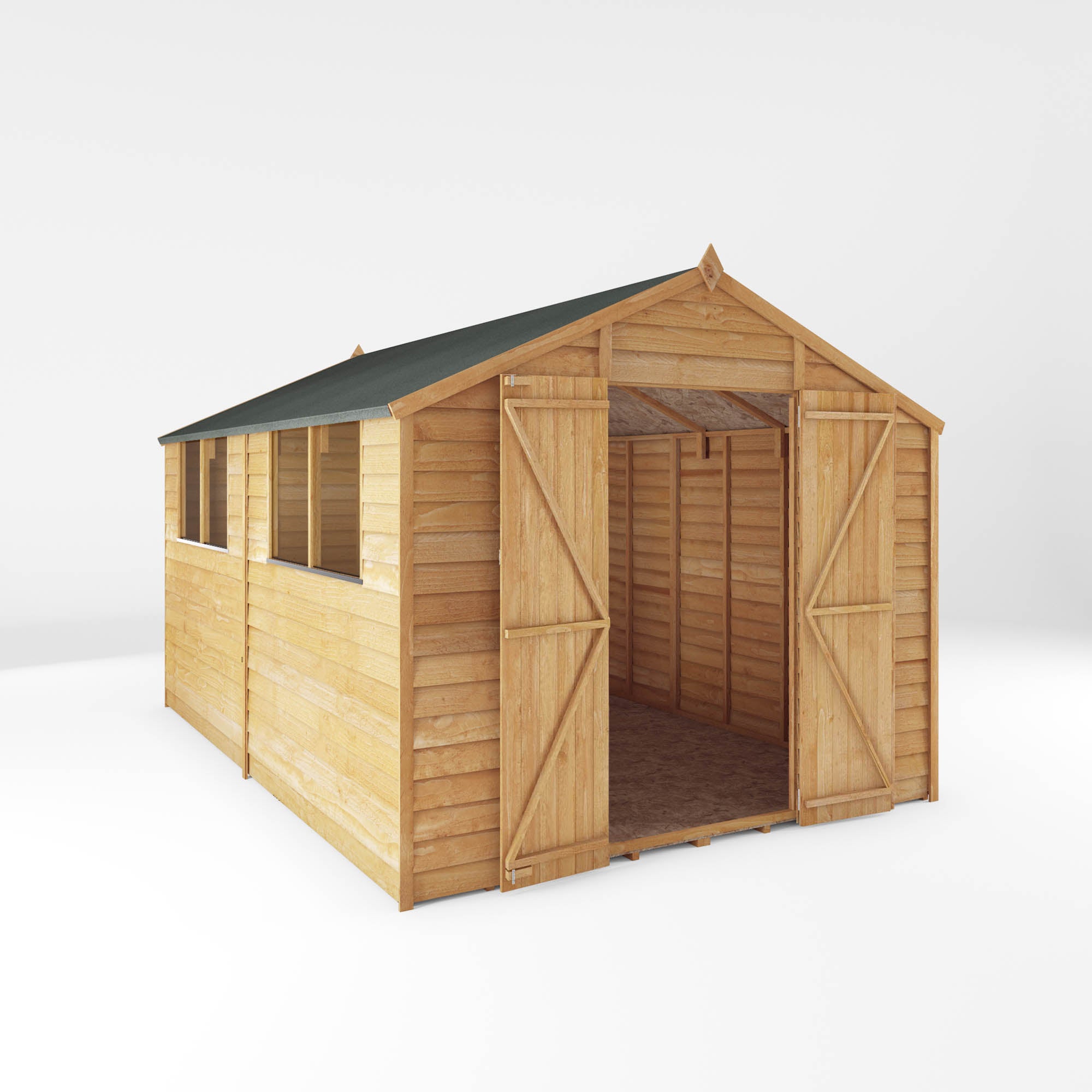 Refurbished 12 x 8 Overlap Double Door Apex Wooden Shed
