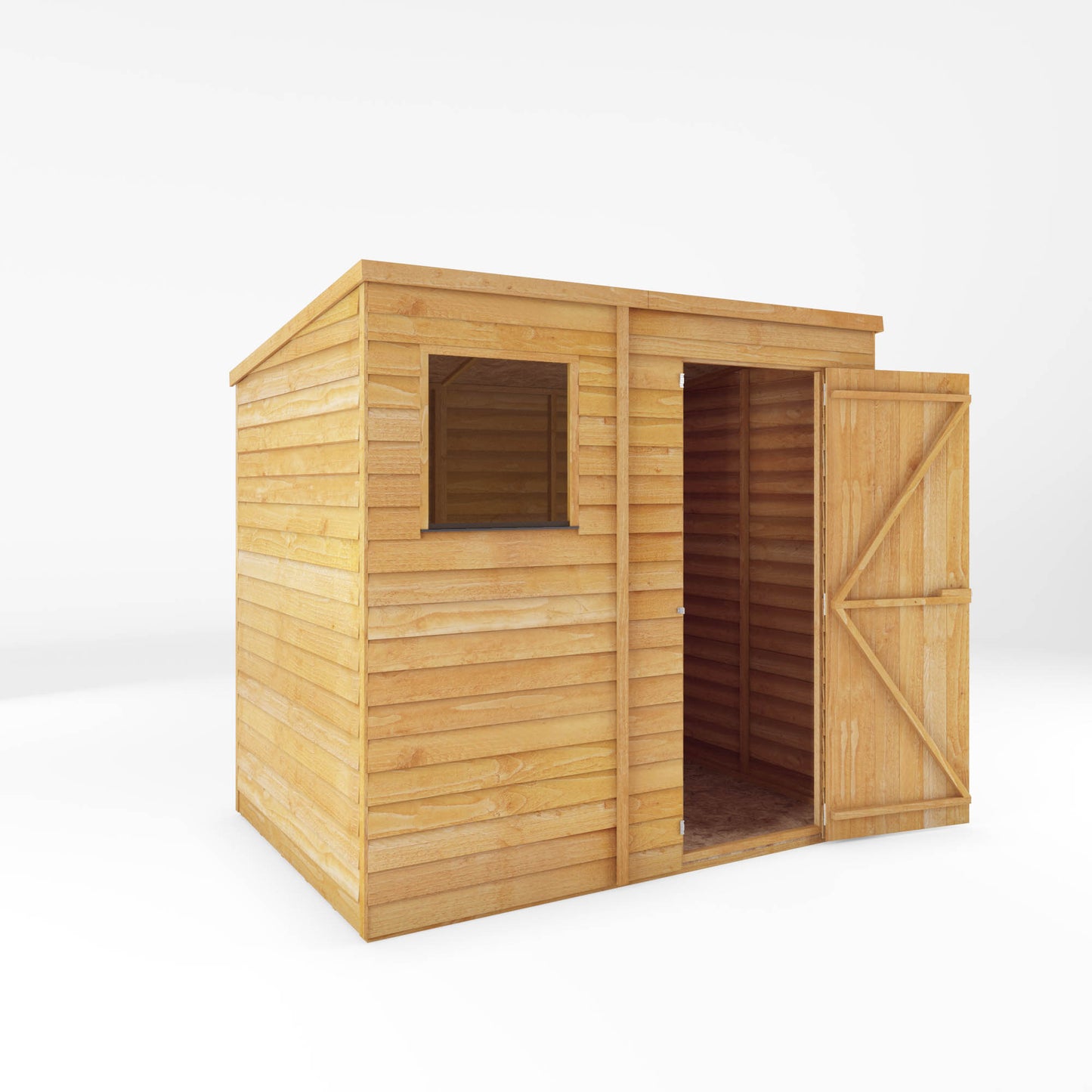 7 x 5 Overlap Single Door Pent Wooden Shed