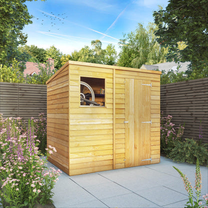 7 x 5 Overlap Single Door Pent Wooden Shed