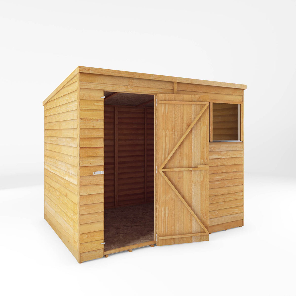 Refurbished 8 x 6 Overlap Single Door Pent Wooden Shed