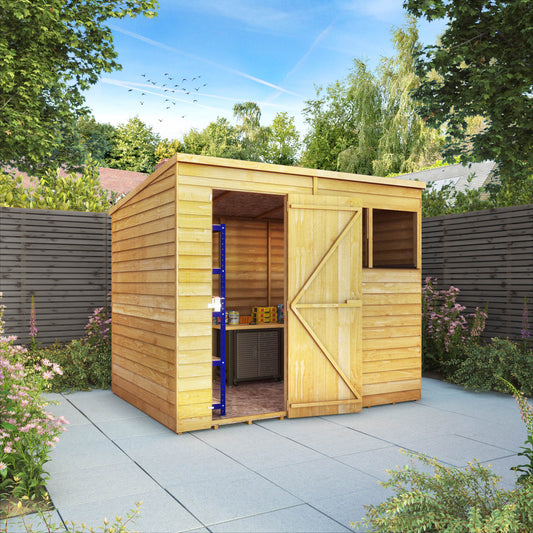 8 x 6 Overlap Single Door Pent Wooden Shed