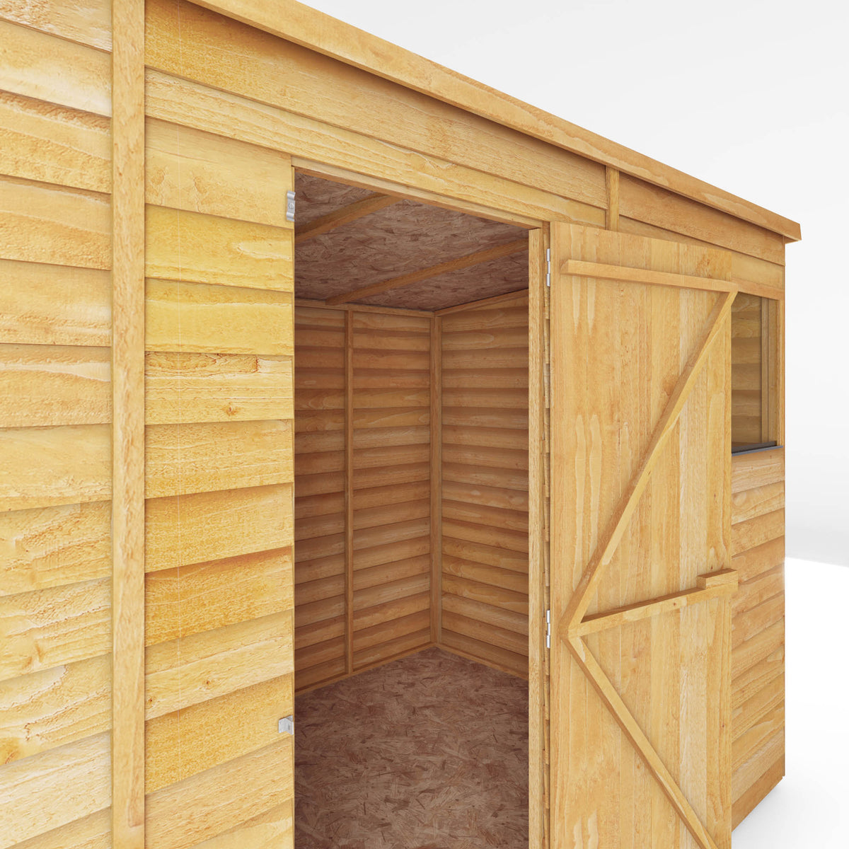 Refurbished Pressure Treated 10 x 6 Value Overlap Single Door Pent Wooden Shed