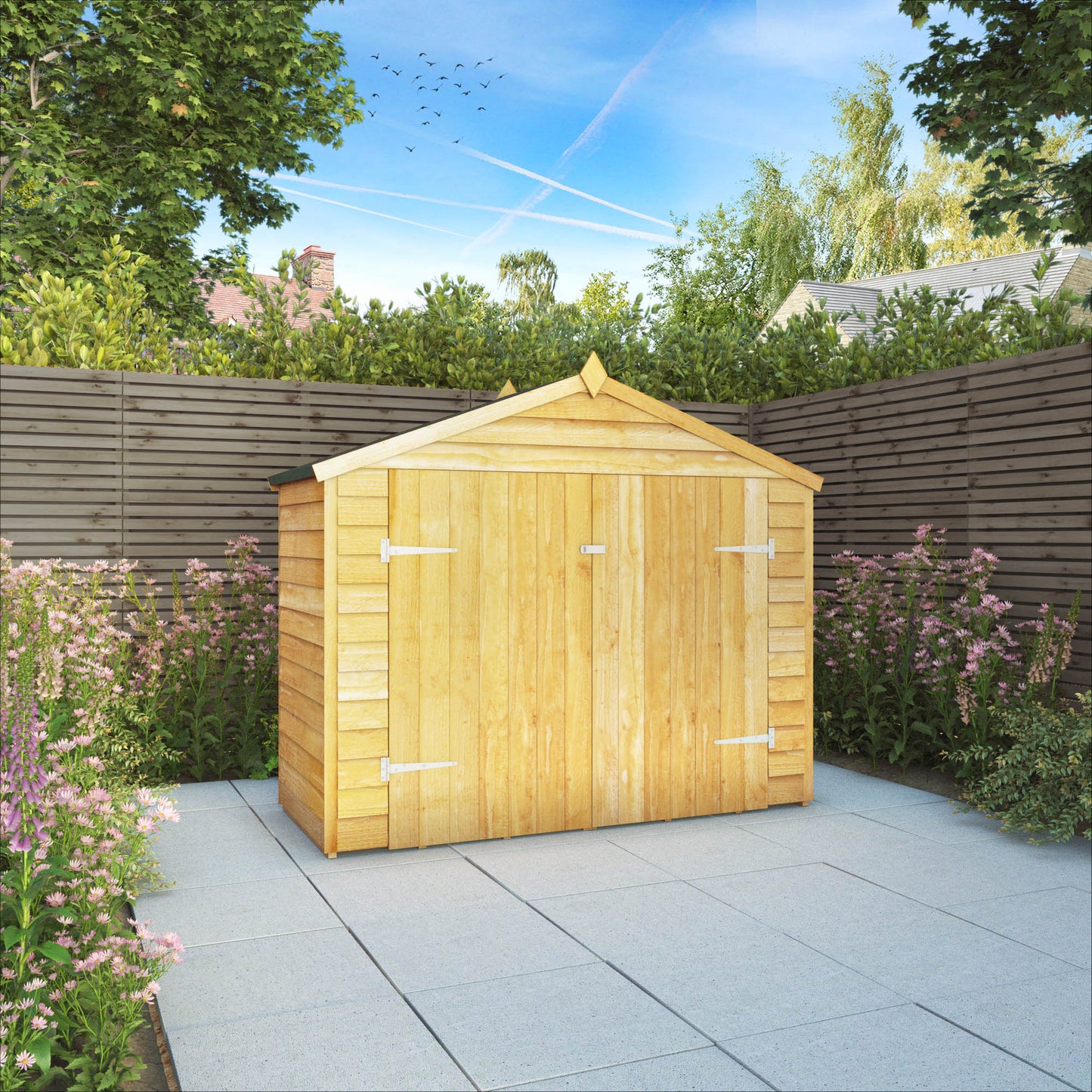 7 x 3 Value Overlap Double Door Apex Wooden Bike Shed