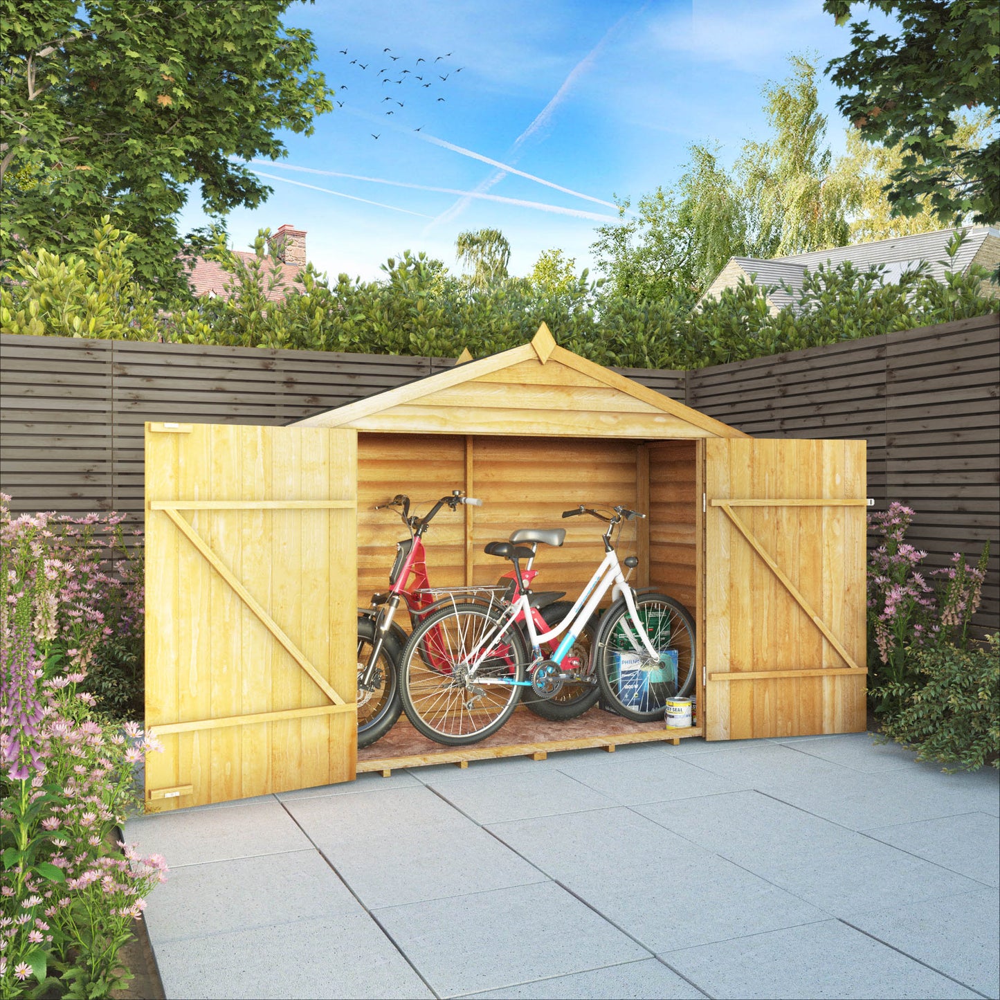 7 x 3 Value Overlap Double Door Apex Wooden Bike Shed