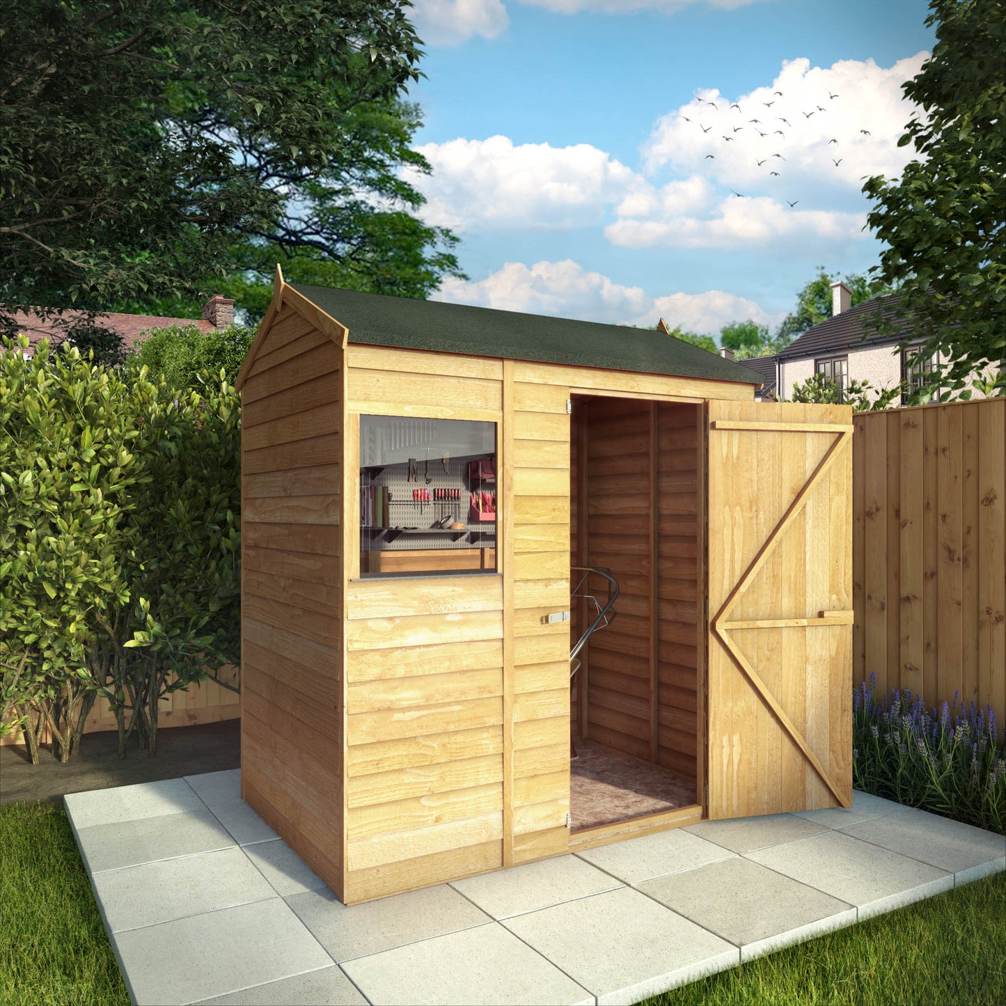 6 x 4 Overlap Reverse Apex Wooden Shed