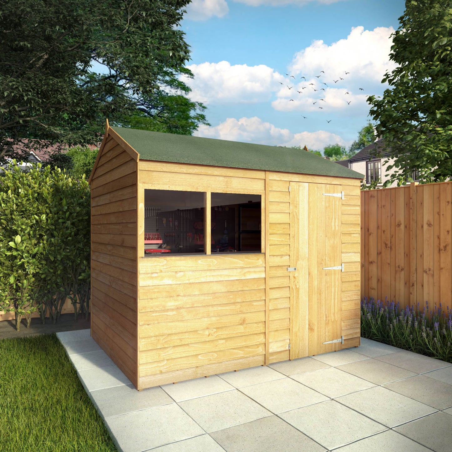 6 x 8 Overlap Reverse Apex Single Door Wooden Shed