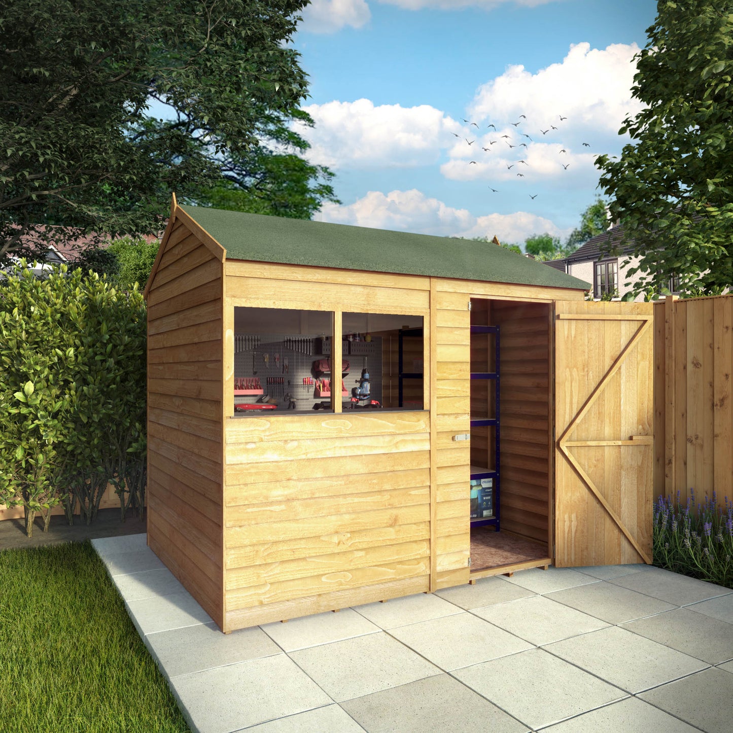 6 x 8 Overlap Reverse Apex Single Door Wooden Shed