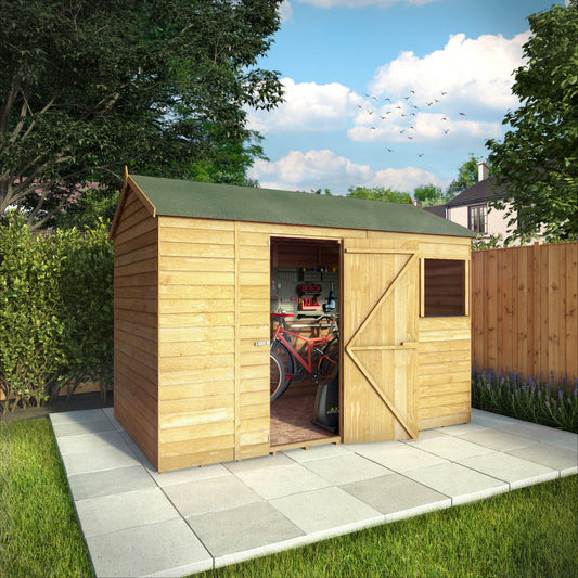 10 x 6 Overlap Single Door Reverse Apex Wooden Shed