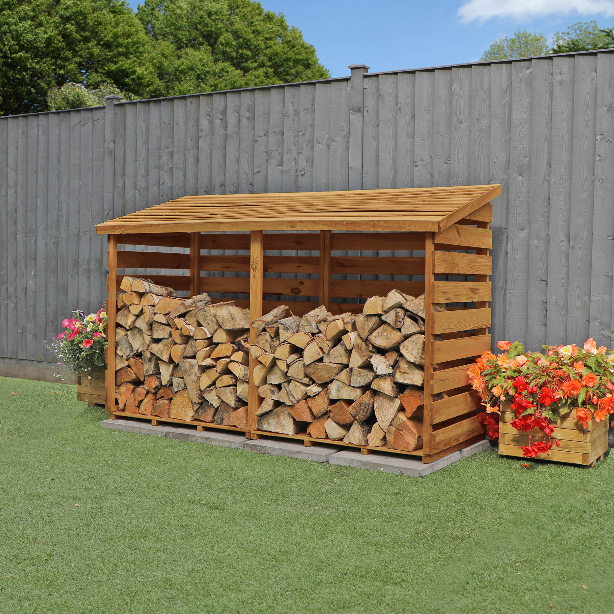 6 x 3 Pressure Treated Wooden Double Log Store