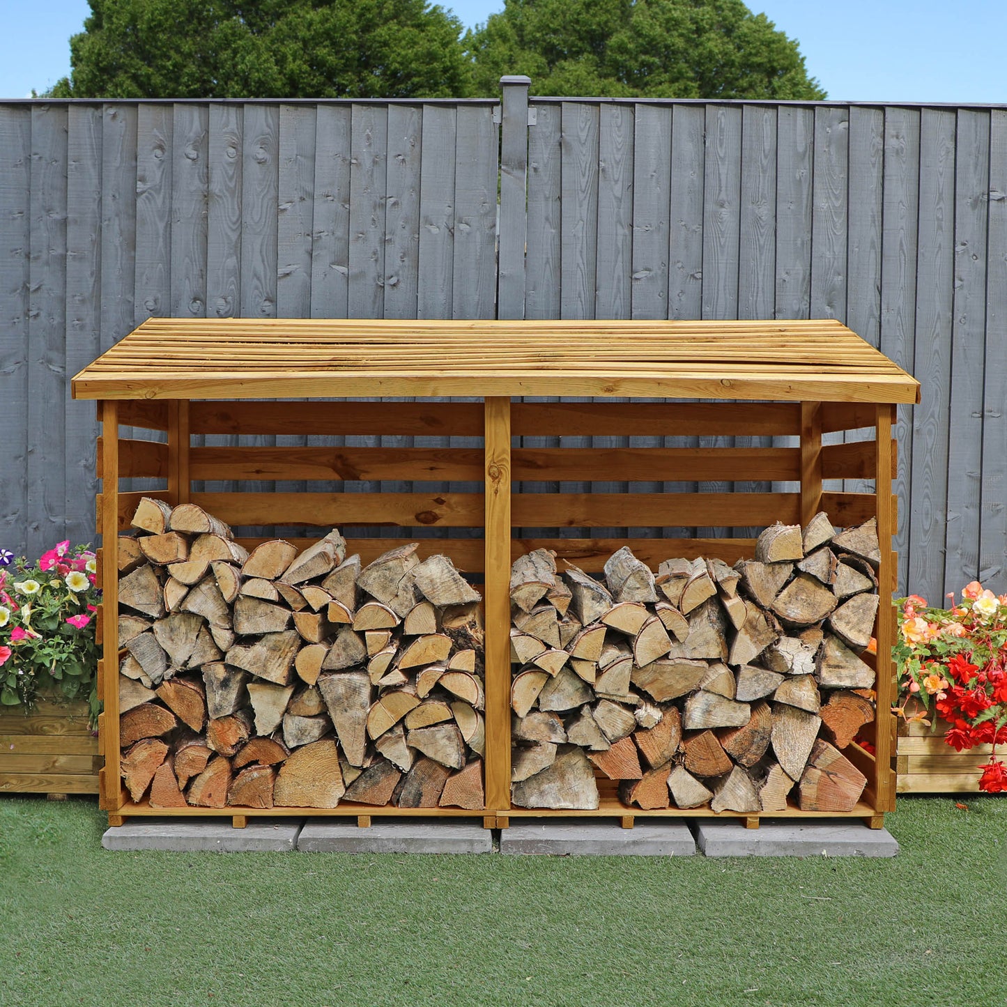 6 x 3 Pressure Treated Wooden Double Log Store