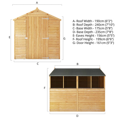 8 x 6 Value Overlap Single Door Apex Wooden Shed