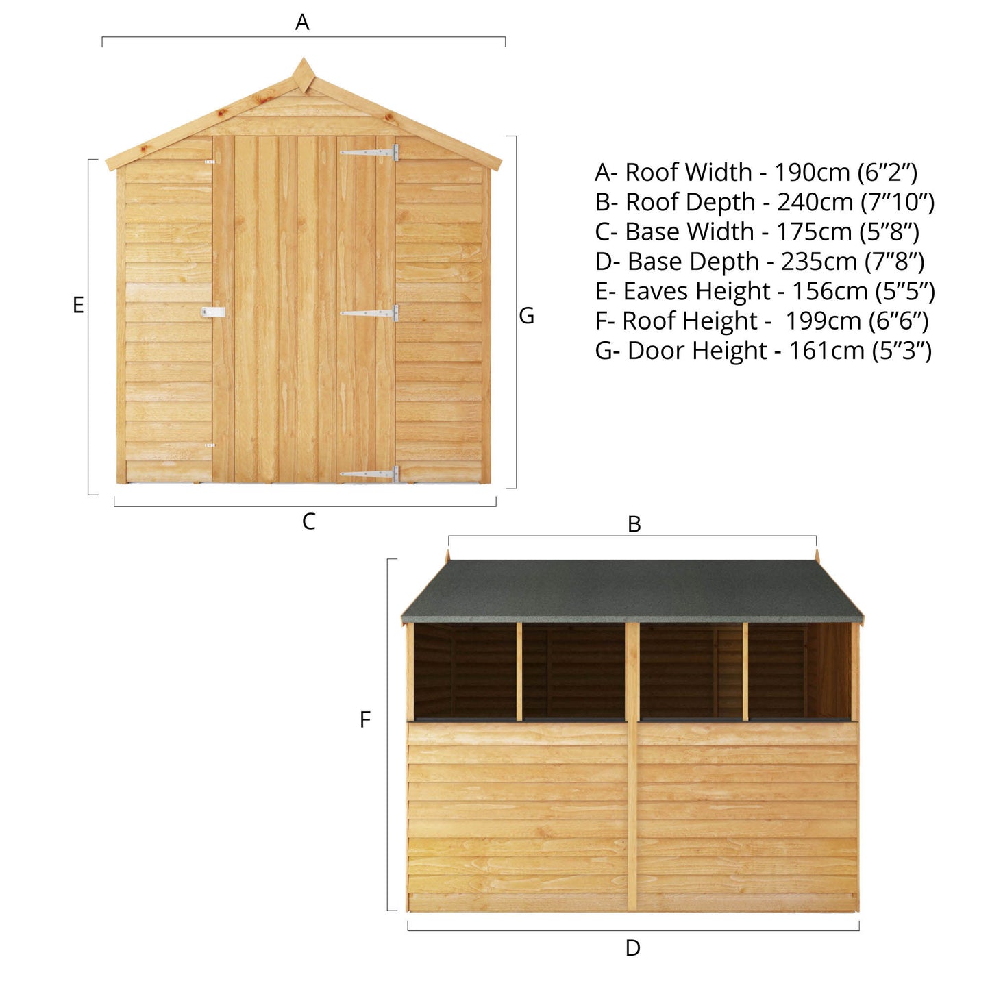 8 x 6 Value Overlap Single Door Apex Wooden Shed