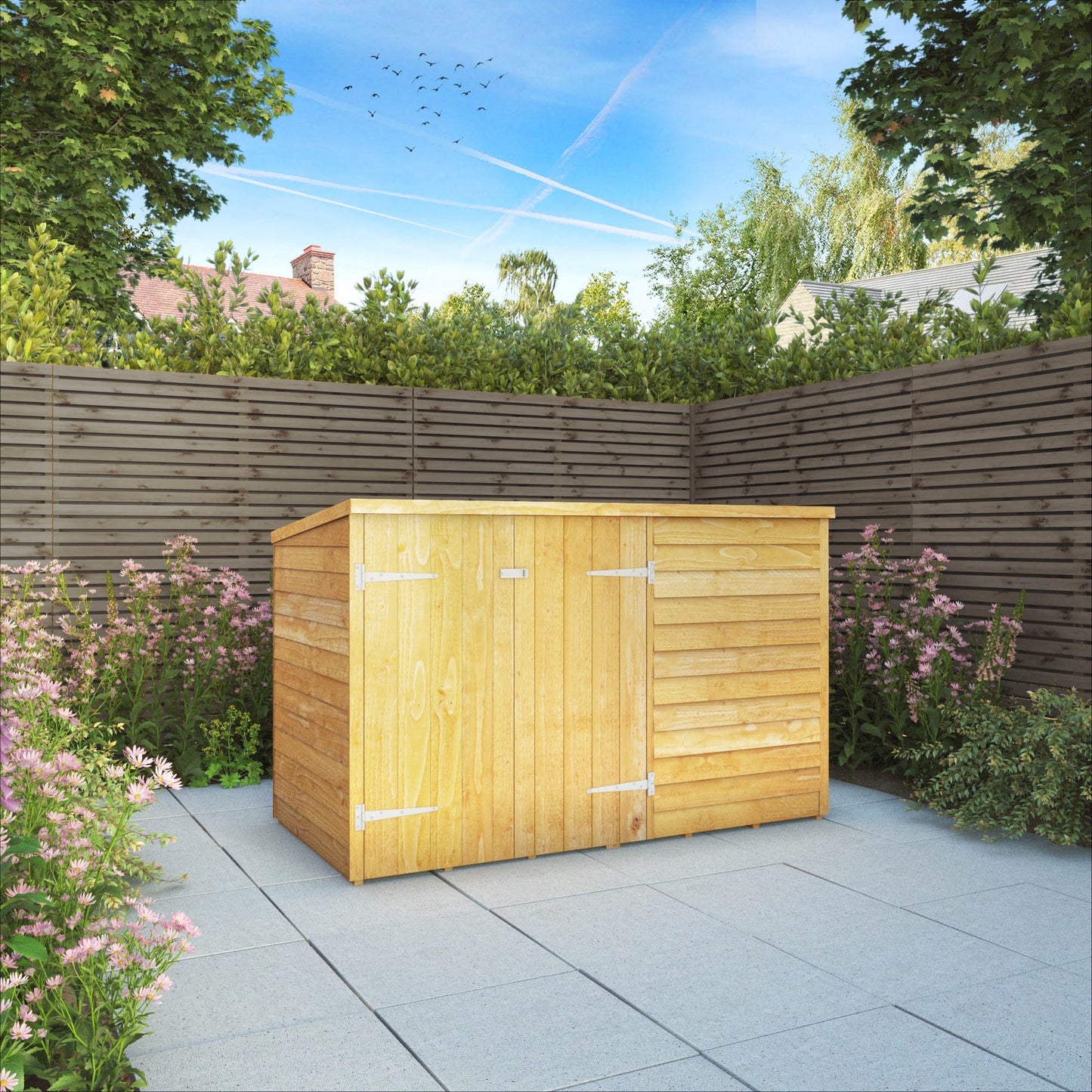 3 x 6 Value Overlap Double Door Pent Bike Shed
