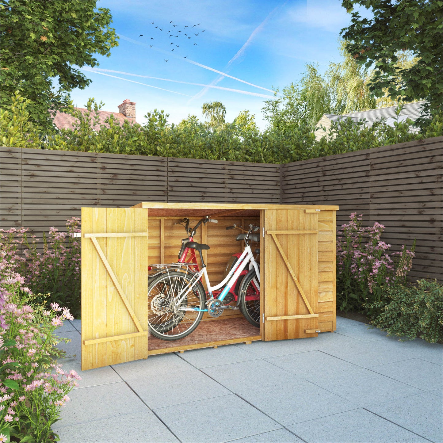 3 x 6 Value Overlap Double Door Pent Bike Shed