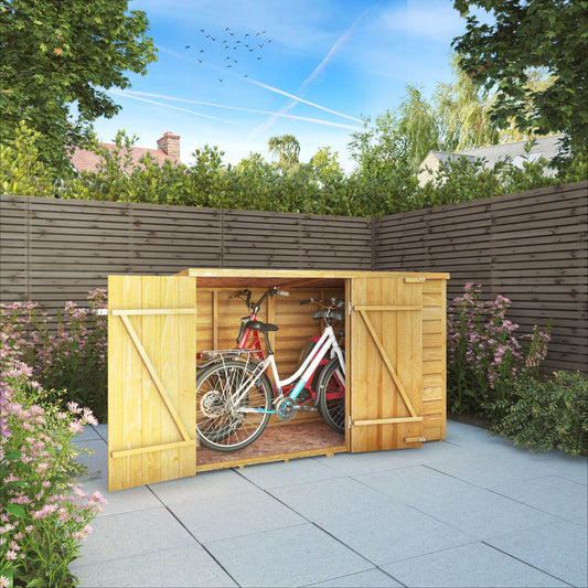 3 x 6 Overlap Double Door Pent Bike Shed