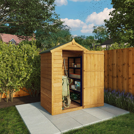 4 x 3 Overlap Single Door Apex Wooden Garden Shed