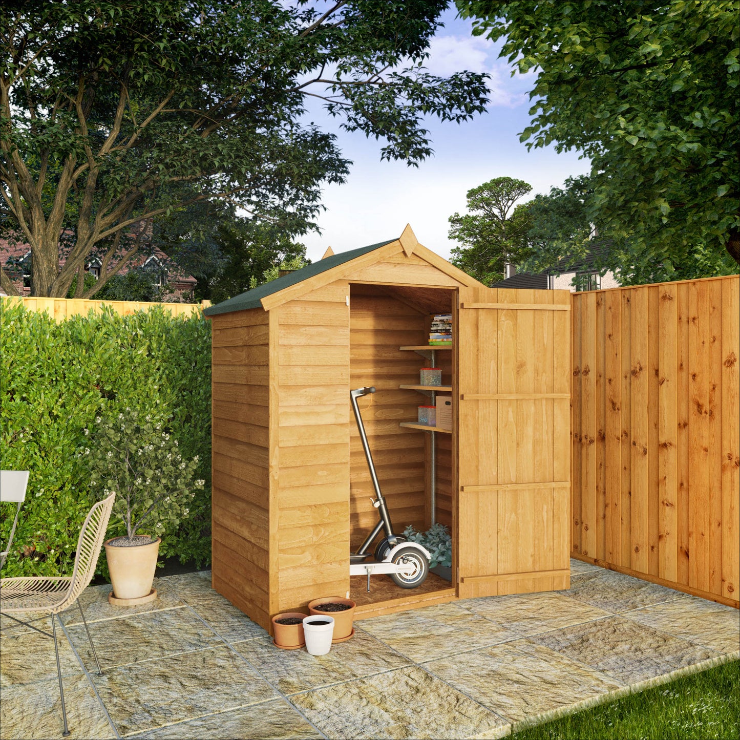 3 x 5 Value Overlap Single Door Apex Wooden Garden Shed