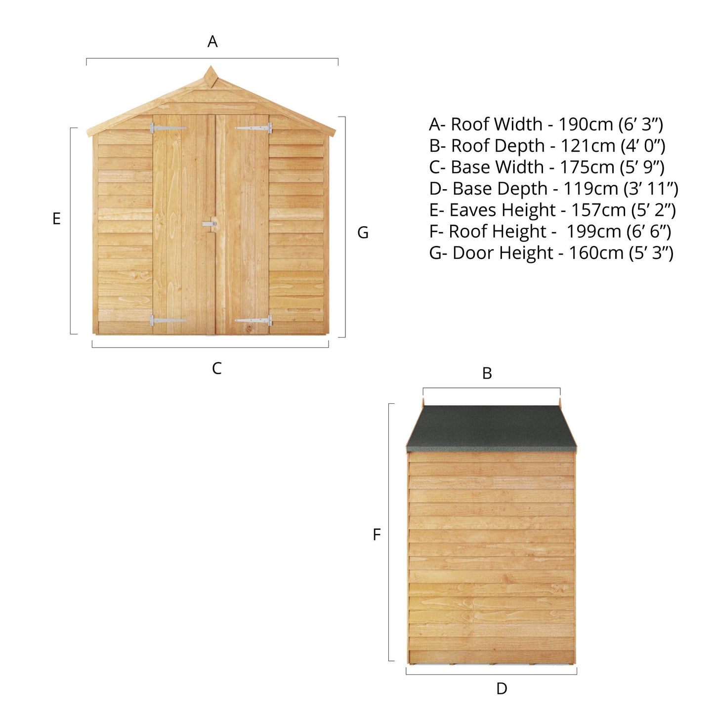 4 x 6 Overlap Double Door Apex Garden Storage Shed