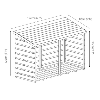 6 x 3 Pressure Treated Wooden Double Log Store