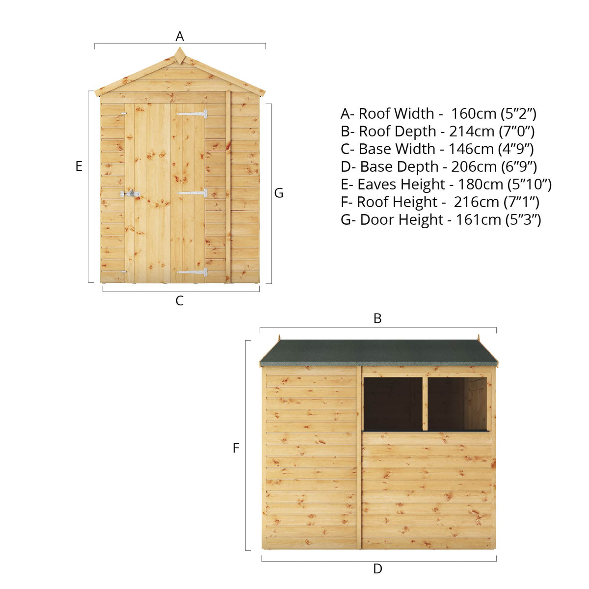 Refurbished Pressure Treated 7 x 5 Shiplap Apex Wooden Shed