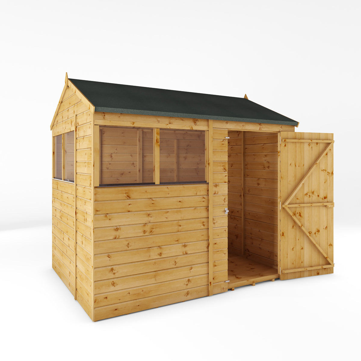 Refurbished Pressure Treated 8 x 6 Shiplap Reverse Apex Wooden Shed