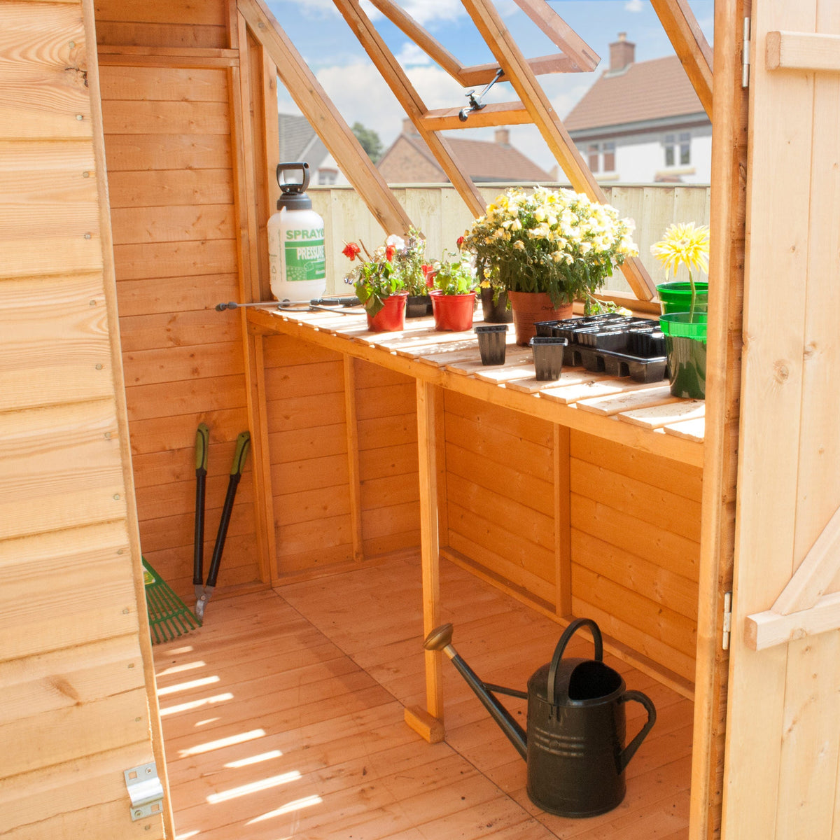 Refurbished 8 x 6 Shiplap Single Door Potting Shed Wooden Greenhouse