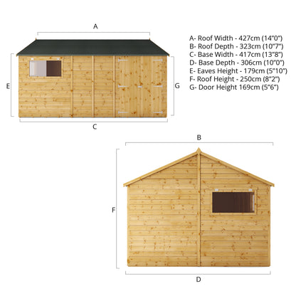 14 x 10 Premium Shiplap Reverse Apex Workshop