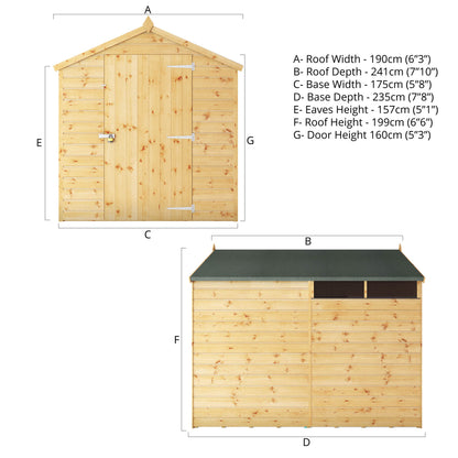 8 x 6 Security Shiplap Apex Wooden Shed