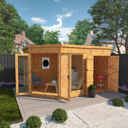 12 x 8 Premium Corner Summerhouse With Side Shed