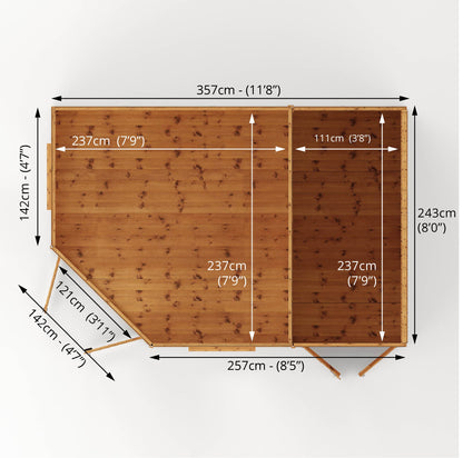 12 x 8 Premium Corner Summerhouse With Side Shed
