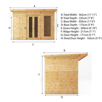 Refurbished 12 x 6 Maine Summerhouse with Side Shed