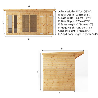 14 x 6 Maine Summerhouse with Side Shed