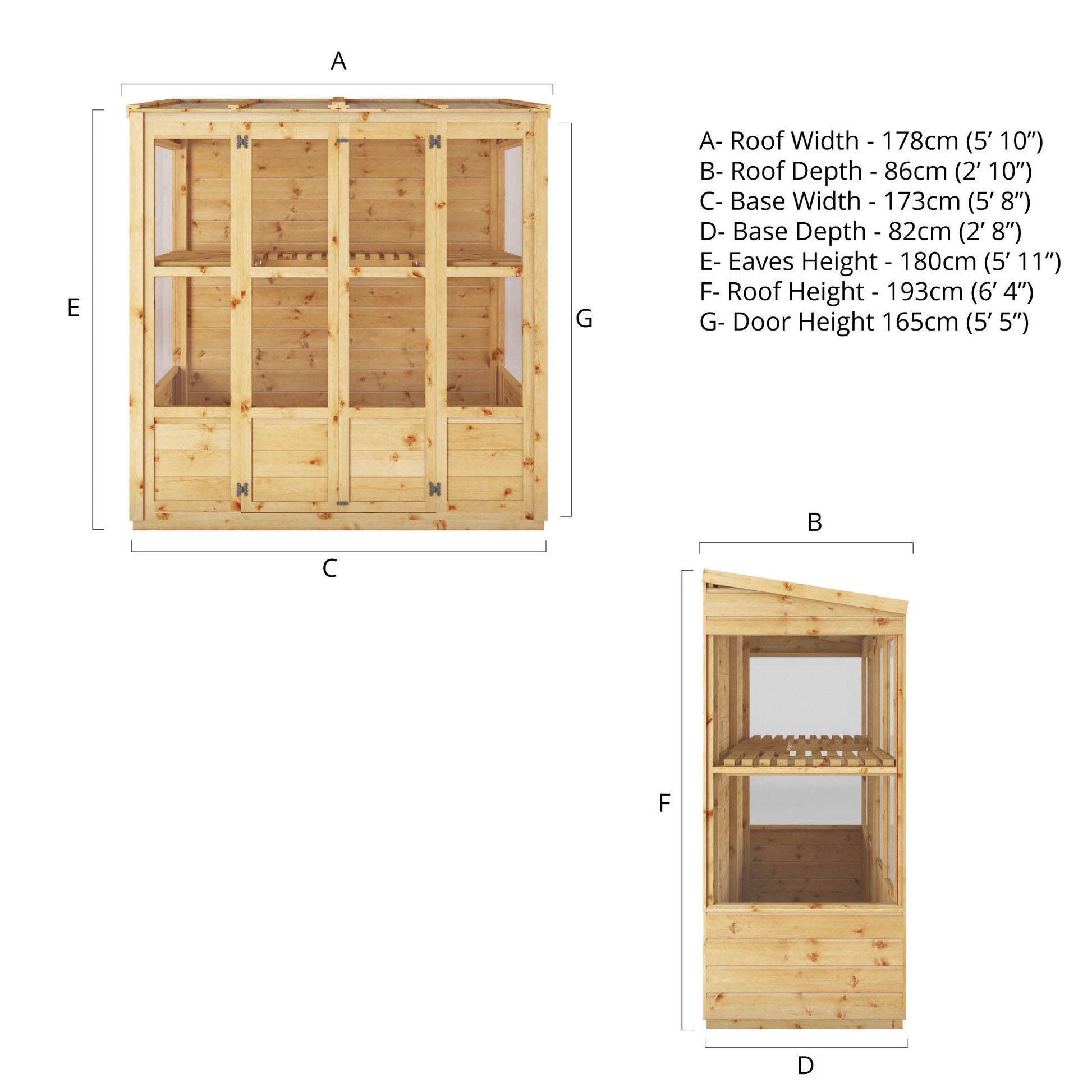 measurements showing the dimensions of a greenhouse