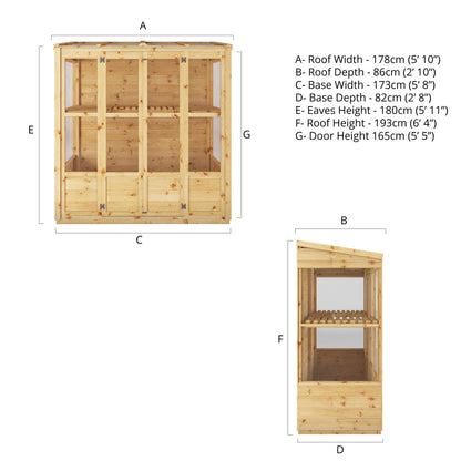 measurements showing the dimensions of a greenhouse