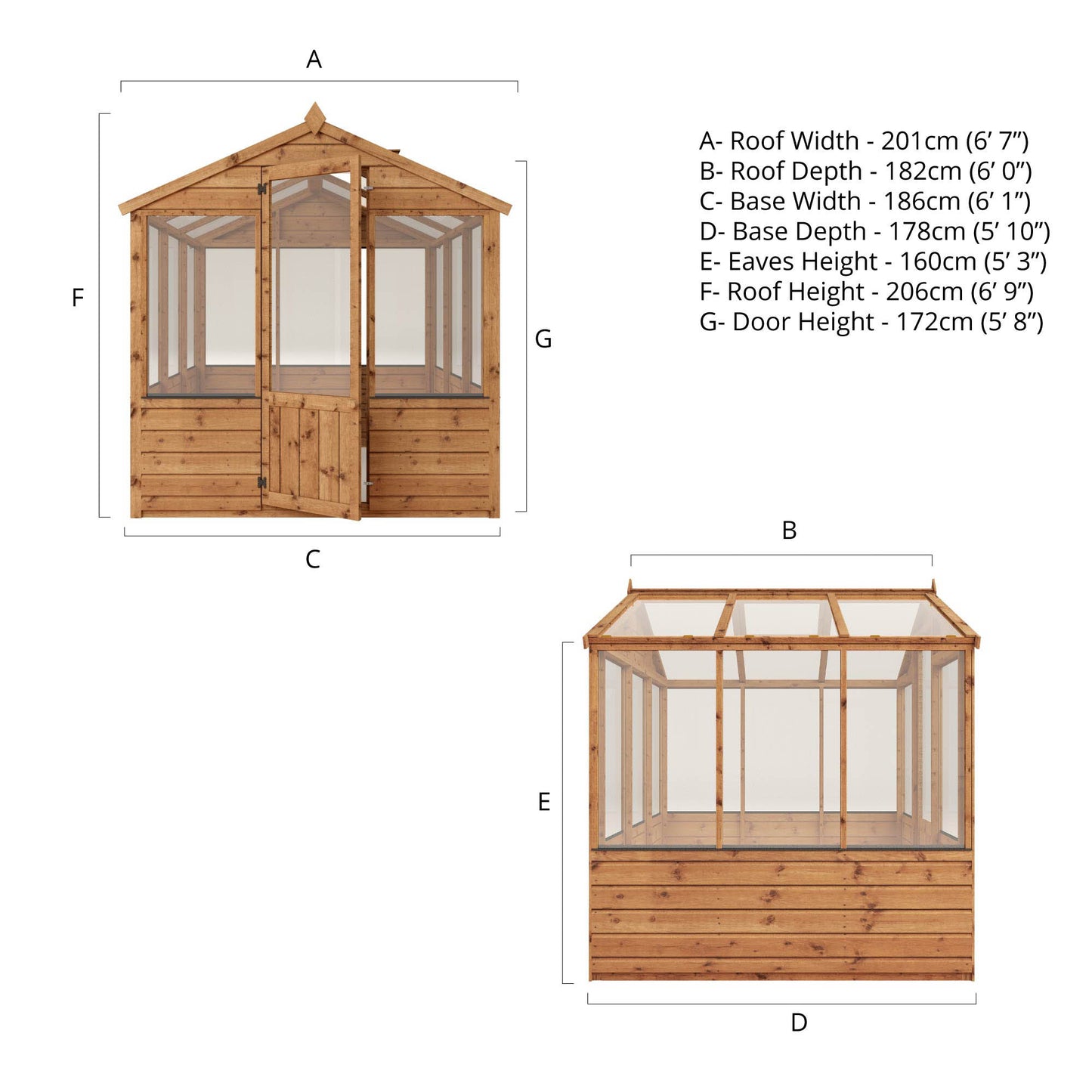 6 x 6 Evesham Wooden Greenhouse