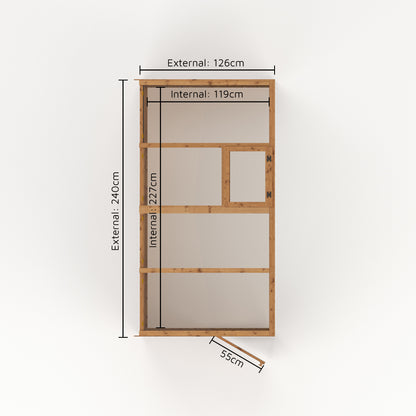 measurements showing dimensions of a lean-to greenhouse