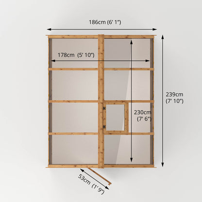 measurements showing the dimensions of a greenhouse