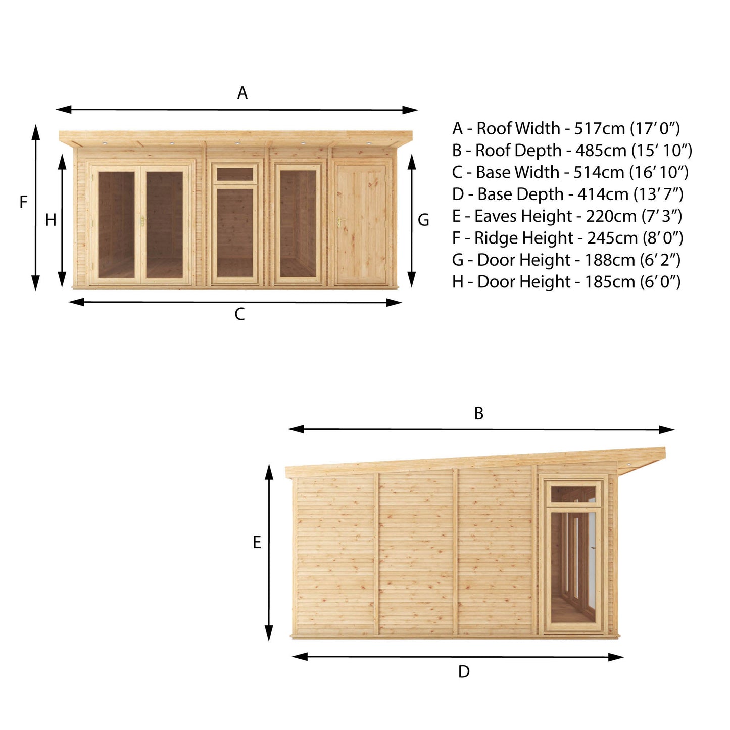 5m x 4m Insulated Garden Room with Side Shed