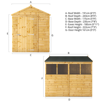 8 x 6 Shiplap Apex Wooden Shed