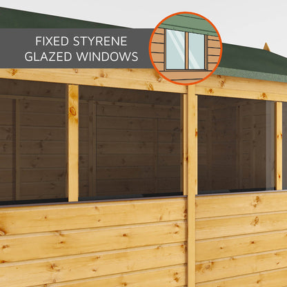 Styrene glazed windows on a timber shed from Waltons, boasting shatterproof properties